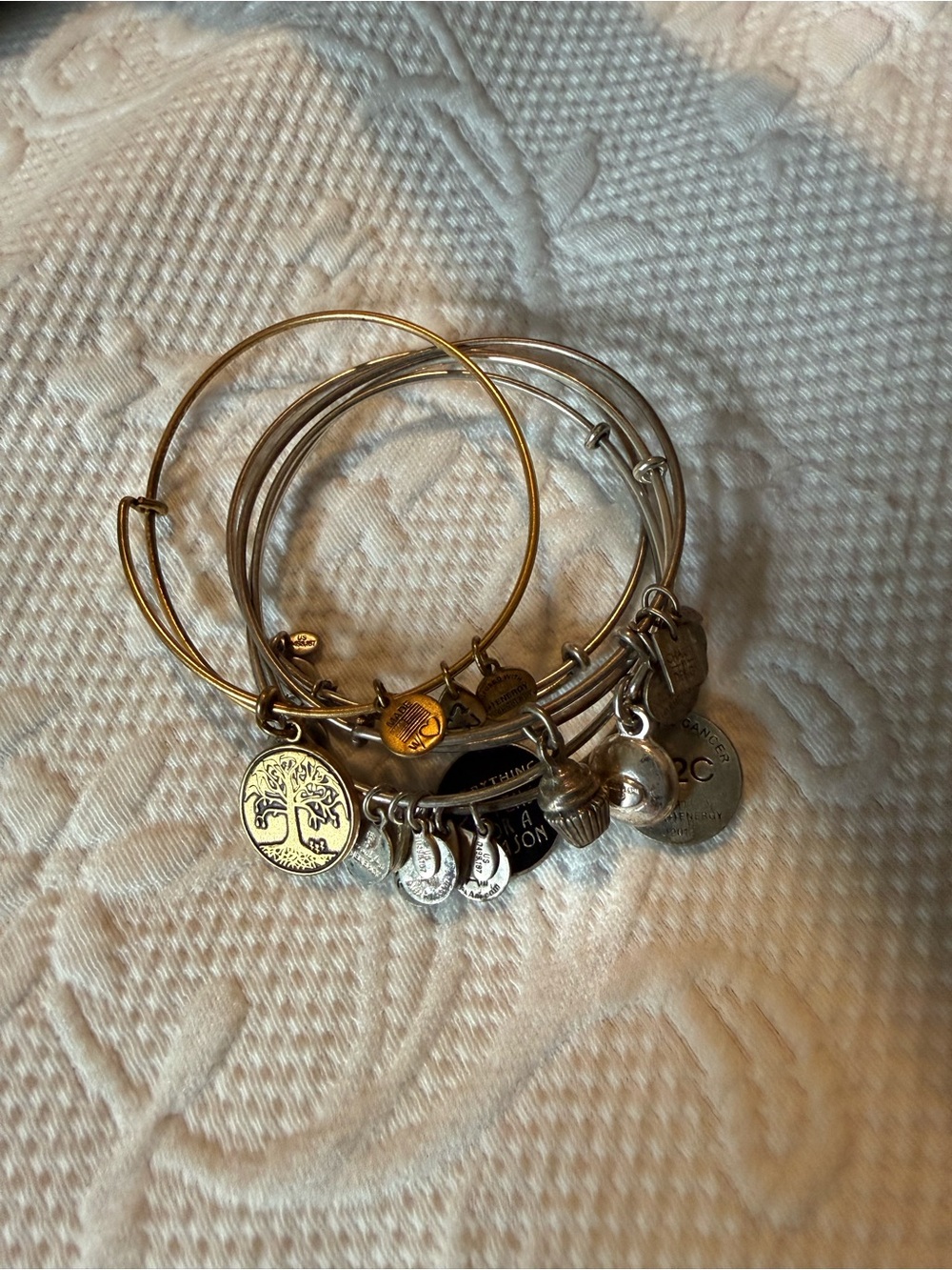 Alex and Ani - Stackable Silver and Gold Charm Bangle Bracelet Set